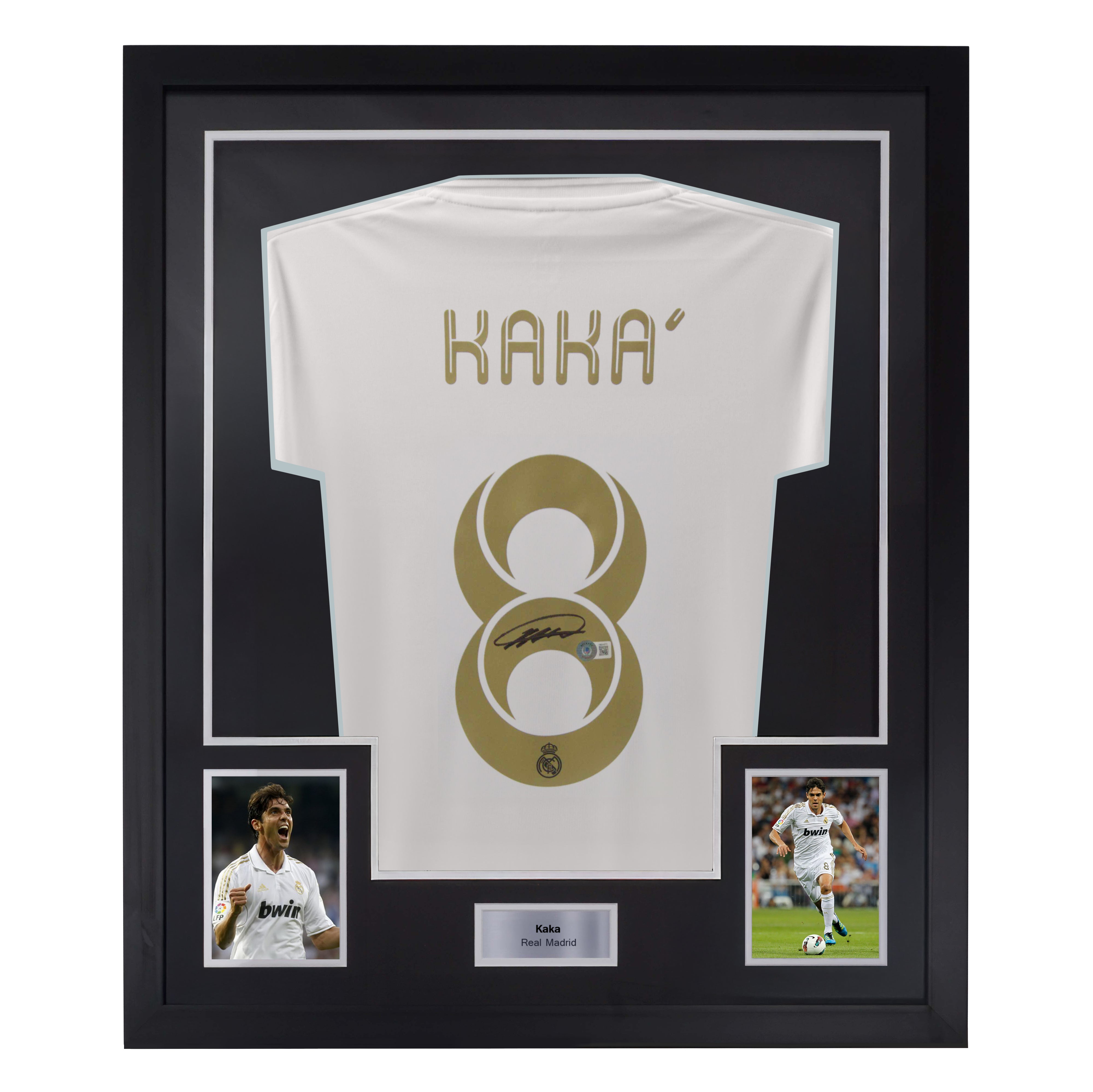 Framed Ricardo Kaka Signed Real Madrid FC Home Soccer Jersey #8 with Beckett Witness